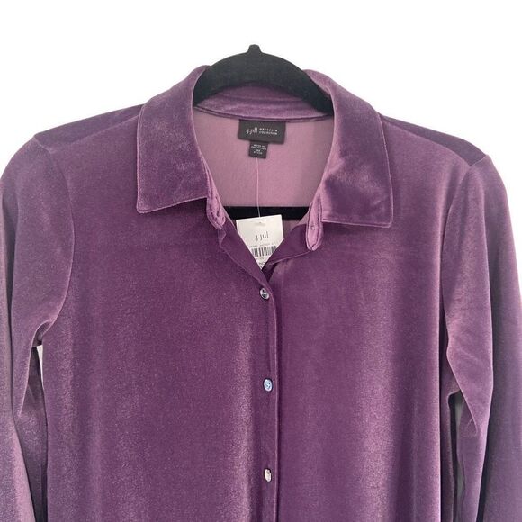 J Jill Wearever Collection Velvet Blouse Purple XSP NWT - Picture 3 of 9
